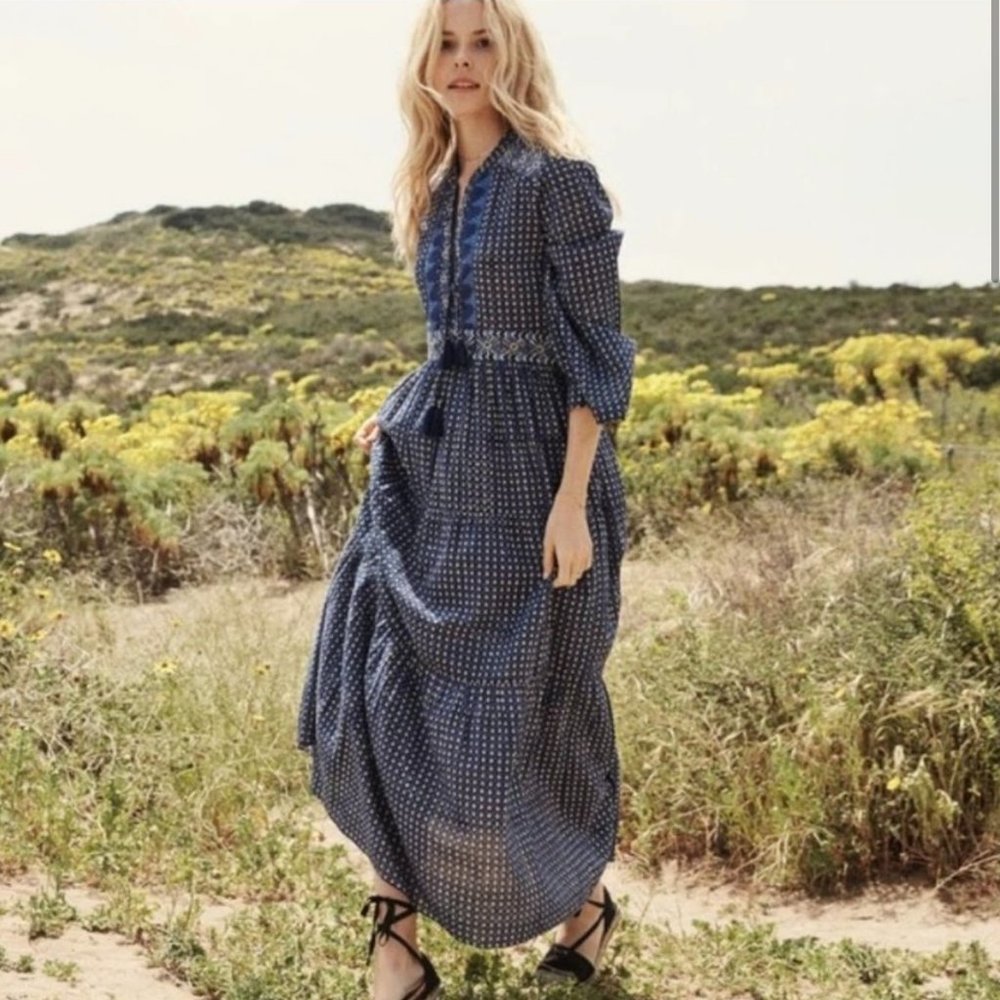 ❌ Sold ❌ DOEN PREM DRESS NWT Size Small Navy Block Print